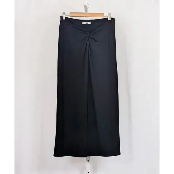 Reformation Top Skirt Set Black Rylan Two Piece Knit Twist Front Misses Size L - Picture 2 of 11